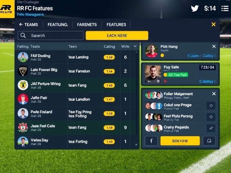 RR FC Elite Challenge team management interface